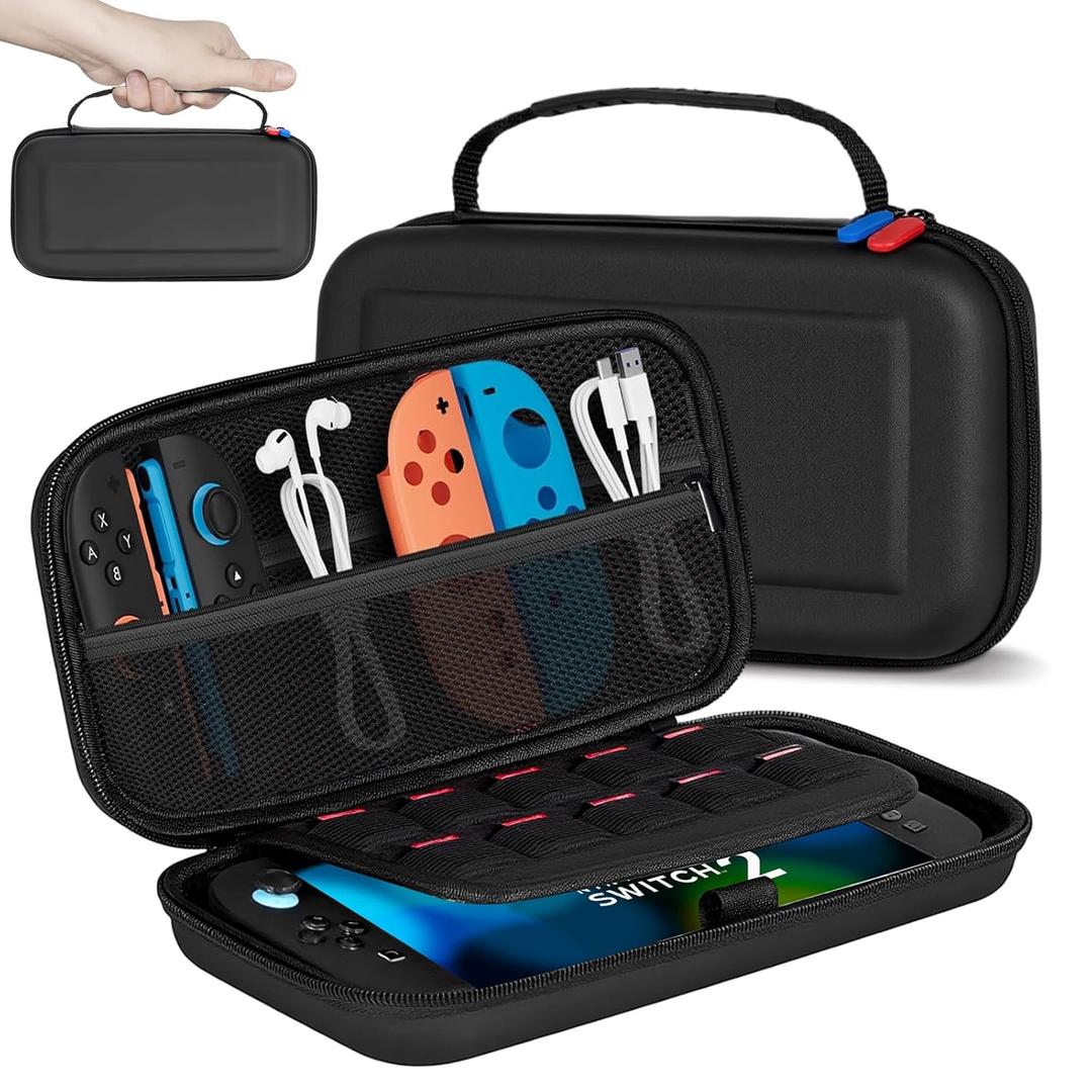 Carrying Case for Nintendo Switch 2 (2025), Large All in One Hard Travel Cases with Game Card Slots, Portable Case Storage Bag Protective Pounch for Nintendo Switch 2 Console and Accessories -Black