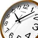 TIMESS Wall Clock, Classic Wood Style Finish, 18 Inch Non-Ticking Silent Battery Operated Analog Clock, Ideal Retro Decor for Home, Bedroom, Living Room, Kitchen, Bathroom, Office(Wood Yellow)