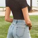 Women's Short Sleeves Y2K Mock Neck Crop Top Lace Mesh Solid Color Knit Textured Casual T-Shirt (Brown, XS)