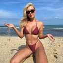MIKETAI Sexy Bikinis for Women 2 Piece Bikini Spaghetti Strap Swimsuits Solid Color Bathing Swimwear Triangle Bathing Suit (Red, S)