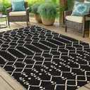 Smiry Outdoor Rug 5x8 ft, Waterproof Reversible Plastic Straw Rugs, Boho Outdoor Area Rug, Outside Floor Mat for Patio, Backyard, Deck, Picnic, Beach, Camping, Beige