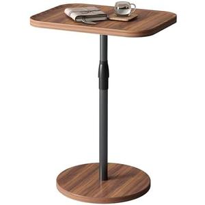 IRCPEN Adjustable End Table, Small Tray Side Table, Drink Table for Small Spaces, Pedestal Nightstand for Living Room, Bedroom, Sofa Couch, Rustic Brown ET-009BR