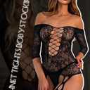 Buitifo Womens Fishnet Bodystocking Plus Size Bodysuit Sexy Tights Soft Nightwear Lingerie (Black)