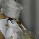 Arc Feather Floor Lamp, Gold Modern LED Feather Standing Lamp, Natural Feather Decorative Tall Lamp with Foot Switch, Brass/Gold Finish, for Living Room Bedroom Office Shop Window