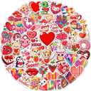 100 PCS Valentines Stickers for Kids, Bulk Heart Stickers for Valentines Day Gifts for Kids Classroom School Exchange, Vinyl Decals, Crafts, Party Favors, Goodie Bags Decorations