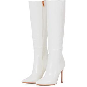 Elisabet Tang 4 inch Women's Knee High Long Boots, Stiletto Tall Pointed Toe Heeled Boot Leather Suede Comfortable Sexy (9.5)