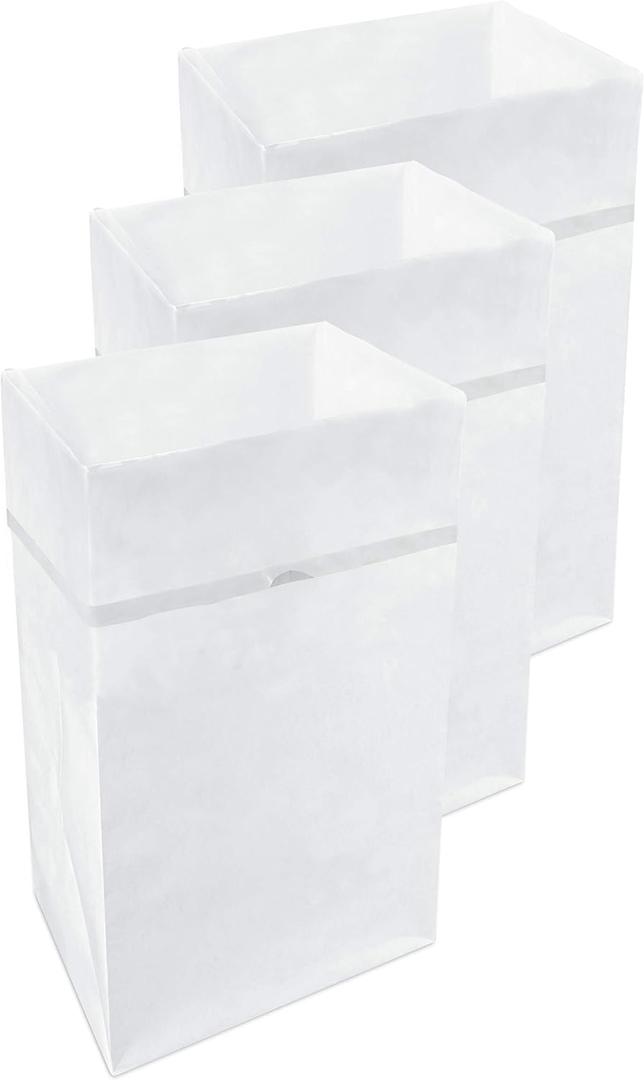 30 Gallon Disposable Pop-Up Trash Cans (3-Pack) with Fitted Bags  Foldable Garbage & Recycling Bins for Parties, Events & Kitchen (White, 30" H x 14" W x 17" D)