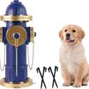 Dog Fire Hydrant Pee Post Puppy Pee Training Post Garden Statue, Blue & Gold Fire Hydrant Outdoor Figurines Decor for Yard Garden Lawn Patio (Small)