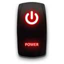 Power - Red - Laser Etched Toggle Switch 20A 12V - Vertical Rocker Switch 5-Pin DPST