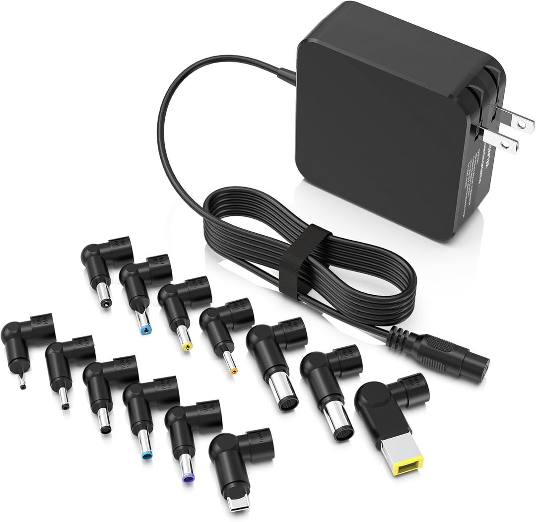 100W GaN Universal Laptop & MacBook Charger  13-in-1 Foldable Adapter with USB-C PD, Compatible with MacBook Pro/Air, HP, Dell, Lenovo, ASUS, Acer, Samsung, Toshiba  Smart Safety