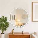 36 in. W x 36 in. H Round Wood Framed Wall Bathroom Vanity Mirror in White