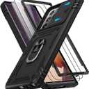 for Samsung Galaxy Note 20 Ultra Case with Screen Protector*2, Note 20 Ultra Phone Case Build in 360 Rotating Ring Kickstand, Military Grade Protective Cover for Note 20 Ultra Phone Black