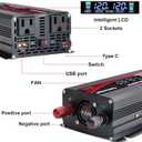 Cantonape 1000 Watt Power Inverter DC 12V to 110V/120V AC Car Inverter with LCD Display, 2 AC Outlets, 3.0A USB and 20W Type-C Car Charger for Vehicles Home Laptop Truck Black
