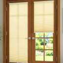 No Drill Cellular Shades for French Doors, Cordless Light Filtering Honeycomb Shades for Patio Door Privacy, Install with Adhesive Foam Tape OR Drillable Mount, 1 Pack, 24" W x 70" H, Beige