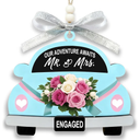 Valentine’s Day Engagement Gift for Couples – “Our Adventure Awaits” Wooden Car Hanging Ornament, Just Engaged Keepsake for Future Mr & Mrs, Romantic Bride to Be Gift 2 Pack