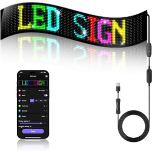 LED Sign - APP Control Scrolling&Stationary Display DIY Programmable Custom Sign Waterproof Flexible USB 5V for Window Ads,Parties Weddings Store Bar Hotel NEMGOME (Black, 77x8in)