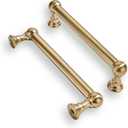 khtumeware 10 Pack Brushed Brass Cabinet Pulls 4 Inch(101.6mm) Hole Centers Warm Brass Kitchen Cabinet Handles Cabinet Hardware for Cabinets Cupboard Handles Drawer Pulls