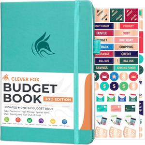 Clever Fox Budget Book 2.0  Simple Budgeting Planner for Beginners  Financial Notebook with Money Spending, Debt & Bill Tracker (Turquoise) (Compact (5.3" x 7.7") - Smaller than A5)