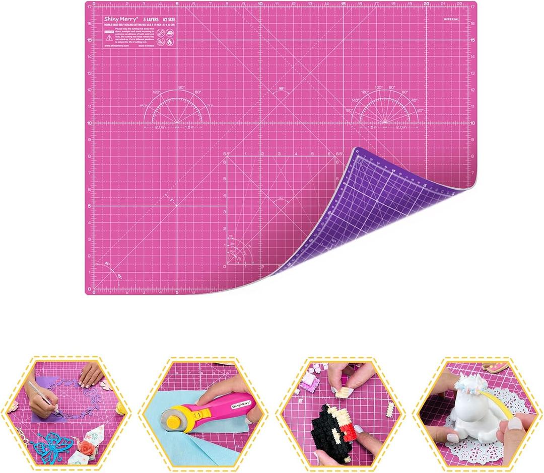 Self Healing Cutting Mat A1 10"x16" Double Sided 5-Ply Craft Mat for Sewing, Quilting, Fabric, Scrapbooking Pink/Purple