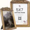 97 Decor Vintage Gold Picture Frames 5x7 - Gold Vintage Picture Frames 5 x 7, Ornate Golden Frame 5 By 7 For Tabletop And Wall Mounting, Decorative Antique 5x7 Rose Frame Antique Home Decor