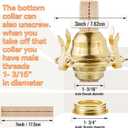 Hortsun 1 Pcs Oil Lamp Parts Burner Kerosene Brass Plated #2 Oil Lamp Chimney Holder Replacement Burner with 1 3/16" Diameter Threaded Base for Antique Hurricane Lantern (Gold)