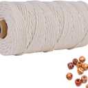 Macrame Cord 3mm Cotton Beige 109 Yards,Natural Cotton Rope Colored for Macrame Craft,4 Strands Twisted Macrame Cord 3mm for Wall Hanging, Plant Hangers,Gift Wrapping and Wedding Decor