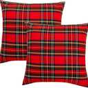 GTEXT 2 Pack Christmas Decor Red Plaids Pillow Covers Buffalo Check Throw Pillow Cover Tartan Cuhion Cover Case for Couch Sofa Home Decoration Cotton 18 x 18 Inches