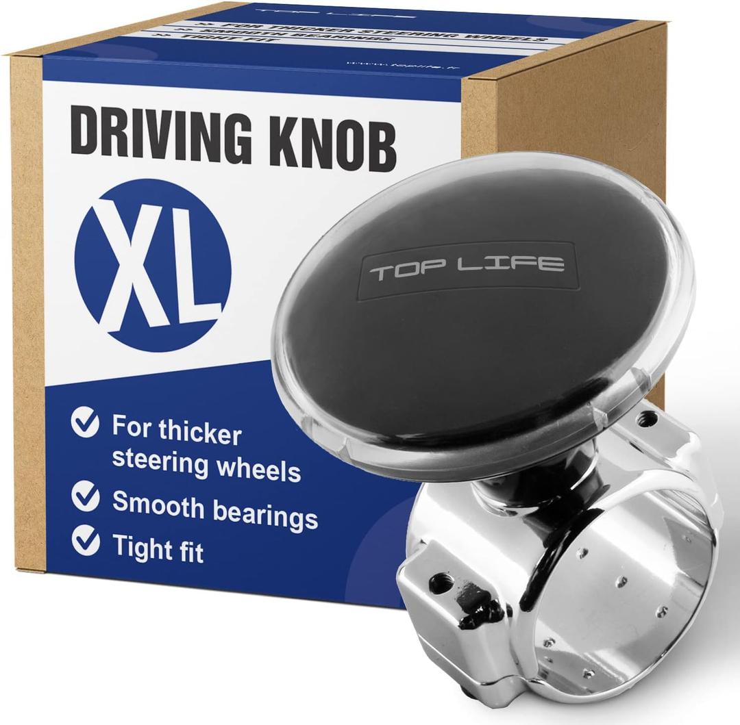 Steering Wheel Knob for Truck - XL Size for Thick Steering Wheels - Spinner for Heavy Duty, Vans, Pickup Trucks, Semi, Sport, Tuning - Facilitates Maneuvers