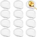 Irenare 12 Pcs Ceramic Spoon Rest for Stove Top 3.74 x 3.54 Inch Porcelain Spoon Holder Utensil Rest Dishwasher Safe Cradle for Home Kitchen Accessories (White)