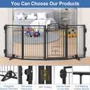 Full Metal Freestanding Dog Gate with Cat Door for Indoor & Outdoor,32" Tall Foldable Dog Fence,80" Extra Wide Freestanding Pet Gate for Large Openings,Stairs,Deck,Yard,Doorways(4 Panels,Black)
