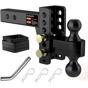 2" Adjustable Trailer Hitch - 4" Rise/Drop Height, 2'' & 2-5/16'' Ball Hitches 25000 Lbs Heavy Duty Towing Ball Mount, RVs, Campers, Boat Trailers