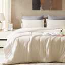 SLEEP ZONE Queen Size Comforter Set for Bedroom, 3 Pieces Breathable Soft Jersey Knit Bedding Sets for All Season Use, Machine Wash, Easy Care (Beige, Queen)