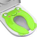 Portable Potty Seat for Toddler Travel - Foldable Non-Slip Potty Training Toilet Seat Cover for Boys Girls, Baby Kids with Drawstring Bag (Green Frog)