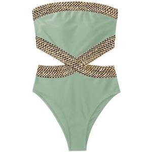 Milumia Women's Stitch Detail Strapless One Piece Swimsuit Cut Out Bandeau Bathing Suit, Large Milumia Women's Stitch Detail Strapless One Piece Swimsuit Cut Out Bandeau Bathing Suit, Large