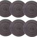 Round Placemats Set of 6 Round Braided Place mats 15 Inches Table Mats for Dining Tables Washable Heat Resistant Place mats for Party, Tabletop Accessories (Grey,6)
