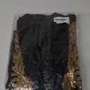 Men's Suit 2 Pieces Blazer and Pants Black with Gold Applique Fit for Wedding Prom (Small)