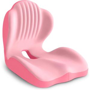 Ergonomic Seat Cushion, Office Chair Seat Cushions with L-Shaped Integrated Design, Memory Foam Orthopedic Cushion with Coccyx Hollow, Lumbar Support & Tailbone Pain Relief for Long Sitting (Pink)