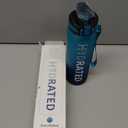 Water Bottle with Straw, 32oz Motivational Water Bottles with Time Marker to Drink, Tritan BPA Free, 1L Sports Water Bottle with Carry Strap LeakProof for Women Gym Fitness Outdoor (1 Pack) (Blue Sea)