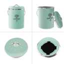 Kitchen Countertop Compost Bin, Odor Resistant Indoor Compost Bin with Lid and Charcoal Filter, Rust Resistant Coated Compost Bucket, Compost Container, Mint, Medium