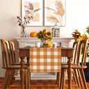 2 x Watercolor Black White Buffalo Check Plaid Table Runner Gingham Tablecloth Farmhouse Spring Summer Fall Home Kitchen Table Decorations-1372'' (Orange and White)