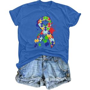 Be Like A Schwa It's Never Stressed Shirt Women Autism Awareness T Shirts Speech Therapy Dyslexia Tees Tops (Blue, XL)