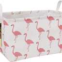 HUNRUNG Rectangle Storage Basket Cute Canvas Organizer Bin for Pet/Children Toys, Books, Clothes Perfect for Rooms/Playroom(Rectangle Flamingo)