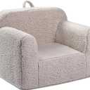 Kids Snuggly-Soft Sherpa Chair, Cuddly Toddler Foam Chair for Boys and Girls, Light Grey
