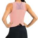 ICTIVE Workout Crop Tops for Women Yoga Cross Sleeveless Gym Mesh Back Running Tank Muscle Shirts Pink XL (Pink, XL)