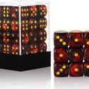 36 of Pack 12MM 6 Sided MINI Dice Set, Two Colours D6 Game Dice Set, 6 Sided Standard Dices for Yahtzee, Bunco or Teaching Math, with Portable Plastic Box(Dark Red+Black)