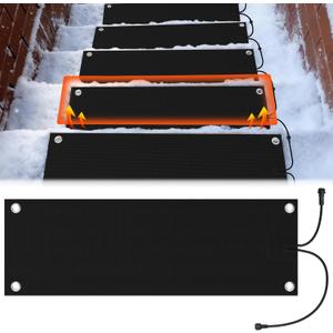 1 Pcs Heated Snow Melting Mats,10 x 30 in No-Slip Rubber Heated Outdoor Mats,Snow and Ice Melting Mats for Winter Outdoor Stairs,Steps,Doorways,Walkways,Driveway,2 in/h Melting Speed(No Power Cord)