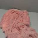 Long Tulle Skirt for Women Trendy High Waisted A Line Fluffy Fairy Mesh Layered Ruffle Skirt, Size: Small (Pink)