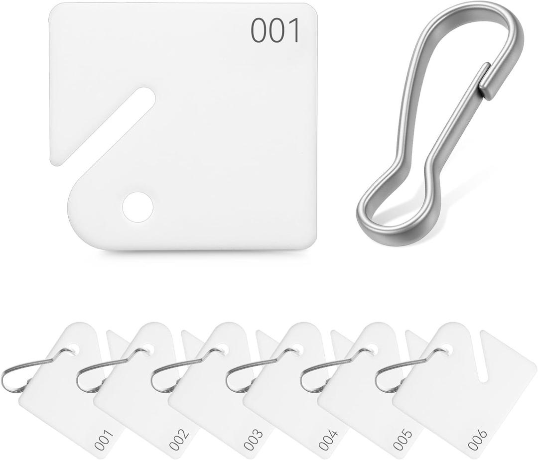 100Pcs Key Tags, Plastic Slotted Key Tags with Buckle, 1.57 Inches White Square Key Tag with Number(1-100), Sturdy Plastic Key Tag for Keys Cabinets,Boxes, Lockers, Home, Office and Garage