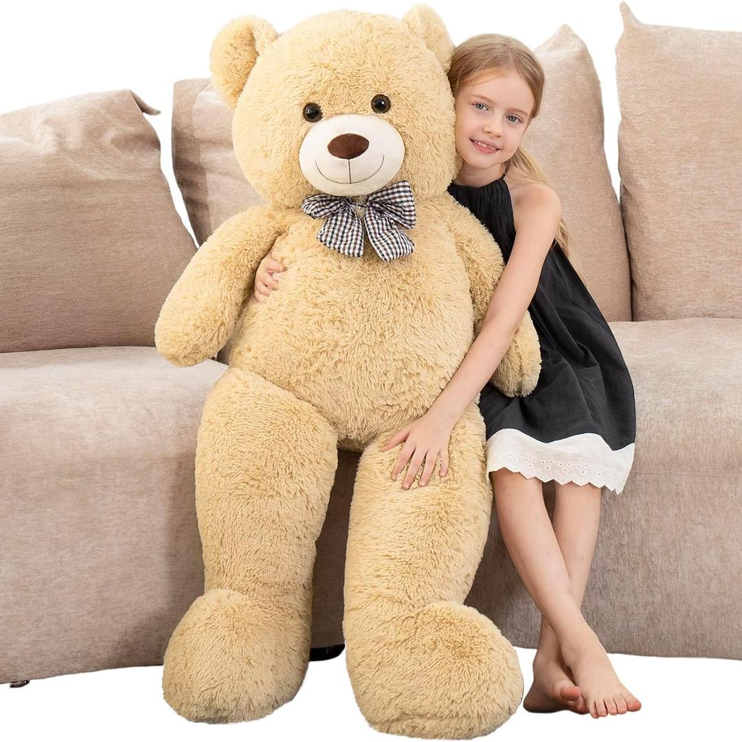 MorisMos Giant Teddy Bear 4 Feet, Cute Big Huge Bear Stuffed Animal 47inch, Classic Teddy Bear Plush Gift for Baby Shower Decorations, Party,Birthday,Valentines Day, Brown