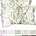 Miss Adola 2 Pack Silk Pillowcase  20x26 Inch Standard Size Silk Pillow Case with Hidden Zipper for Women Lady Smooth Soft Breathable Cute Design Pillowcase for Hair and Skin, Green Leaf